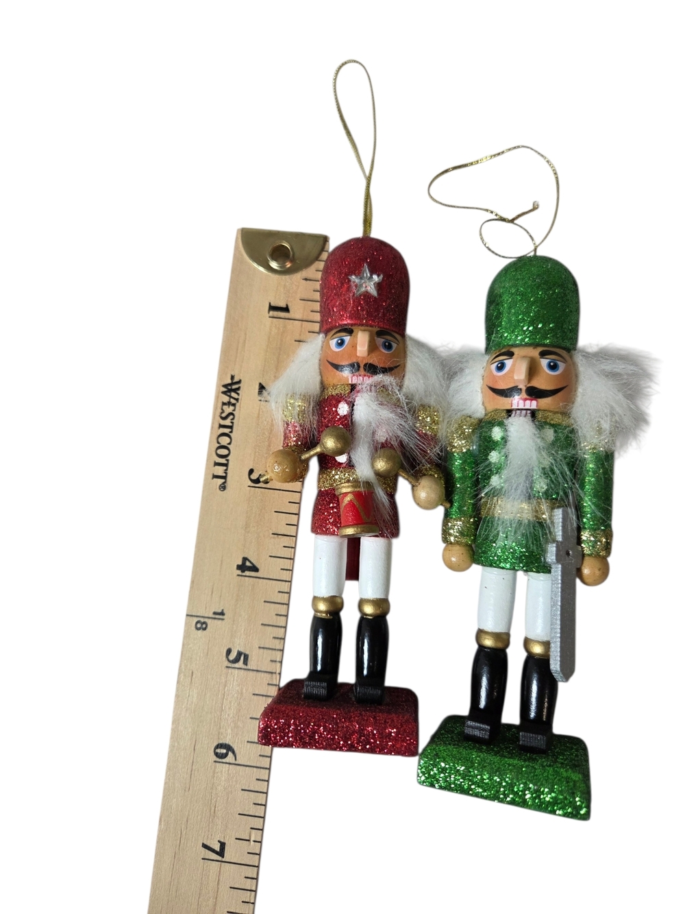 Holiday Nutcracker Ornament Set - Red & Green Sparkly Classics